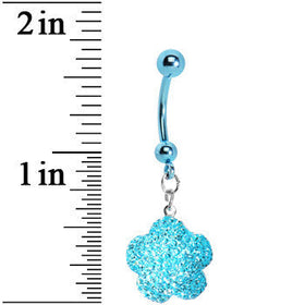 Aqua Sparkler Flower Dangle Belly Ring