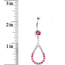 Clear Pink Jeweled Teardrop Belly Ring