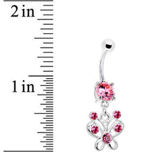 Pink Cubic Zirconia Butterfly Belly Ring