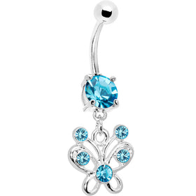 Aqua Cubic Zirconia Butterfly Belly Ring