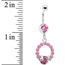 Pink Gem Wrap Me in Love Heart Dangle Belly Ring