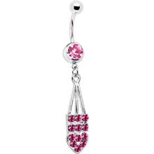 Pink Jeweled Arrow Heart Belly Ring