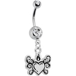 Crystalline Gem Tribal Flame Heart Belly Ring
