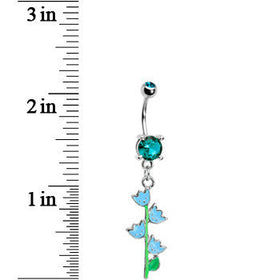 Blue Zircon Cubic Zirconia Tulips Flower Belly Ring