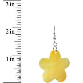 Yellow Mother of Pearl Flower Earrings