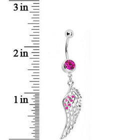 Pink Gem Angel Wing Belly Ring