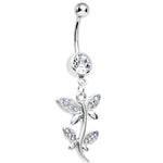 Crystalline Gem Flowering Butterfly Belly Ring