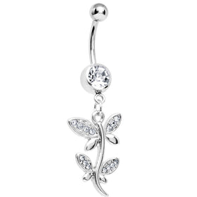 Crystalline Gem Flowering Butterfly Belly Ring