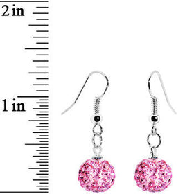 10mm Pink Crystal Ferido Ball Drop Earrings