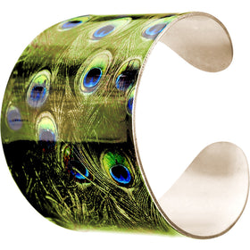 Glam Green Peacock Cuff Bracelet