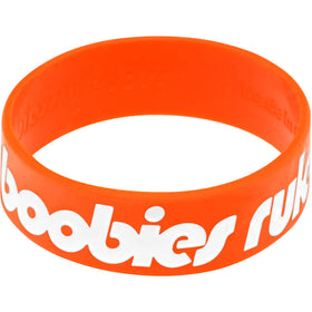 Orange White Boobies Rule Awareness for Breast Cancer Bracelet