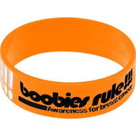 Orange White Boobies Rock Breast Cancer Bracelet