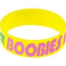 Yellow Pink Boobies Rock Breast Cancer Bracelet