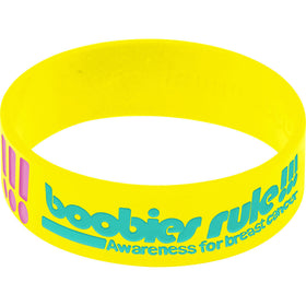 Yellow Pink Boobies Rock Breast Cancer Bracelet