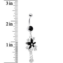 Dark Nature Floating Pearl Flower Crystal Drop Belly Ring