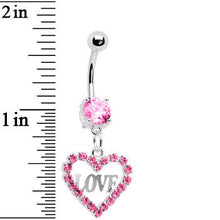 Precious Pink Heart of Love Gem Belly Ring