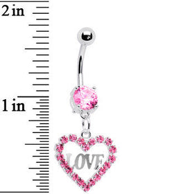 Precious Pink Heart of Love Gem Belly Ring