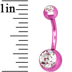 Pink Anodized Titanium Double Gem Belly Ring