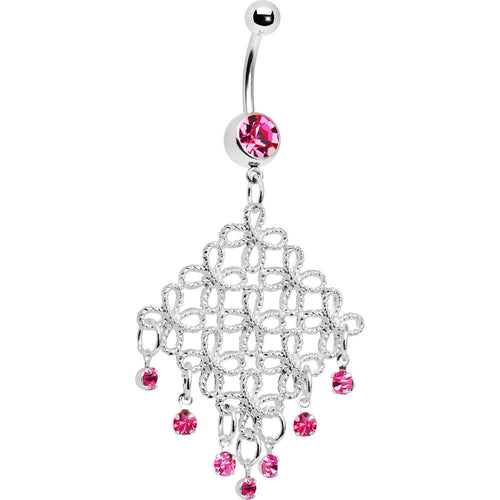 Passion Pink Diamond Cascade Chandelier Belly Ring