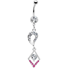 Clear Gem Lucky Pink Gem Drop Belly Ring