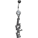 Midnight Love Dangle Clear Gem Belly Ring