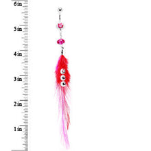 Trendsetter Pink and Red Feather Belly Ring