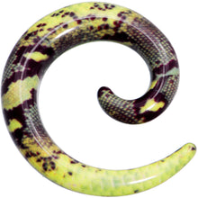 0G Green Snake Skin Acrylic Spiral Taper