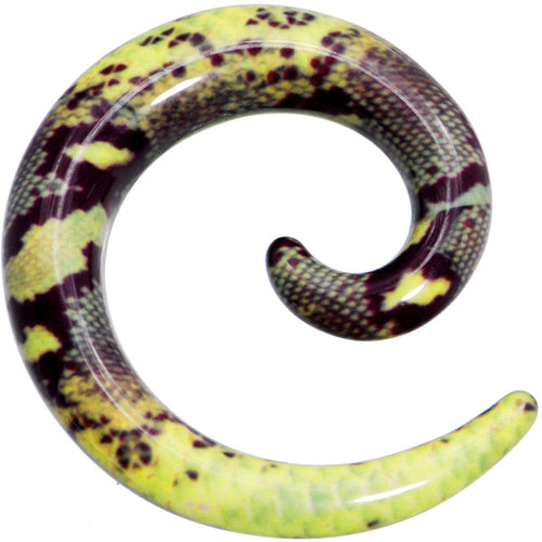 0G Green Snake Skin Acrylic Spiral Taper