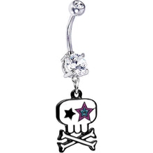 Starry Eyed Skull and Crossbones Belly Ring