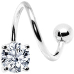 14G 7/16 Clear Gem Pinnacle Spiral Twister Belly Ring