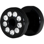 4G Black Acrylic with Clear Jeweled Flesh Tunnel