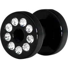 4G Black Acrylic with Clear Jeweled Flesh Tunnel