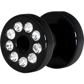 4G Black Acrylic with Clear Jeweled Flesh Tunnel