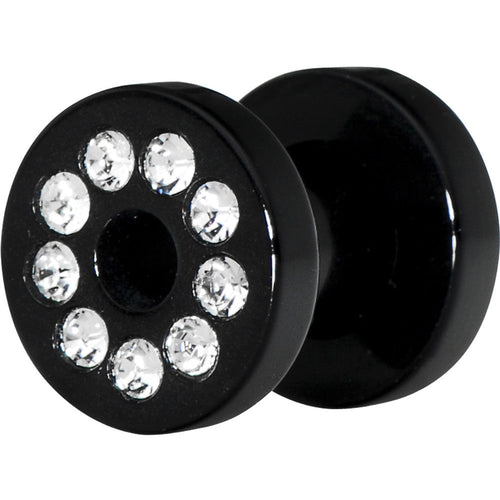 4G Black Acrylic with Clear Jeweled Flesh Tunnel