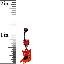 Adorable Red Owl Black Belly Ring