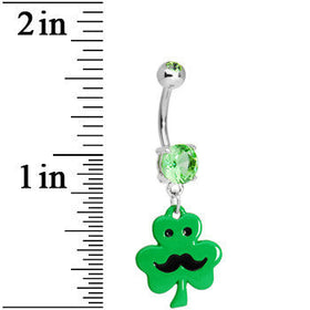 Mustache Green Shamrock Belly Ring