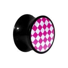 5/8 Black Acrylic Pink and White Checkerboard Saddle Plug