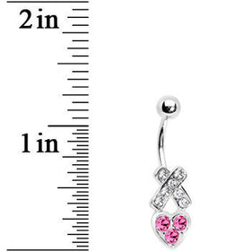 Hugs and Kisses Paved Heart Belly Ring