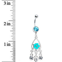 Floral Aqua Teardrop Chandelier Belly Ring