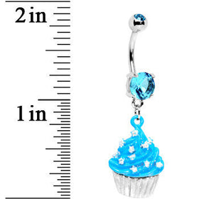 Blue Gem Starry Sprinkles Cupcake Belly Ring