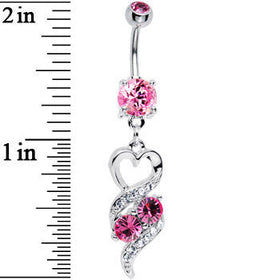 Pink Gem Heart Twist Belly Ring