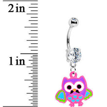 Double Gem Mustache Owl Belly Ring