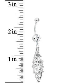 Crystalline Gem Shimmering Leaf Dangle Belly Ring