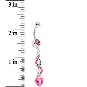Pink Spiral Twist Heart Belly Ring