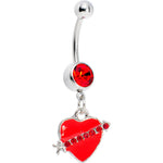 Red Heart With Arrow Belly Ring