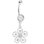 Clear Gem Exotic Azalea Flower Belly Ring