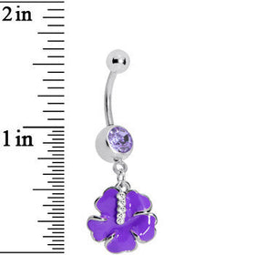 Lavender Cubic Zirconia Poppy Flower Belly Ring