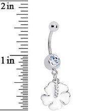 White Cubic Zirconia Poppy Flower Belly Ring