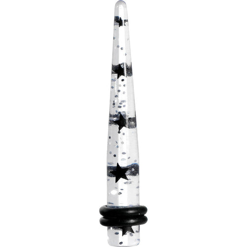 4G Clear Acrylic Glitter Black Star Confetti Taper