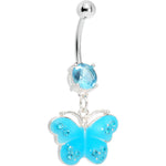 Blue Gem Shiny Wing Butterfly Belly Ring
